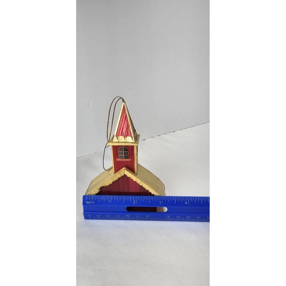 Vintage‎ Lillian Vernon Balsa Wood Church Ornament Lacquered Christmas Chapel